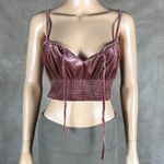 SheIn Soft Velvet Smocked Mauve Crop Top NEW Size 6 Medium Photo 4