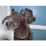 Vintage 100% Wool Brown Hat With Mesh Ruffle OS Kentucky Derby Church Photo 2
