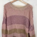 Democracy  Chunky Knit V Neck Striped Relaxed Fit Sweater Pullover size XL Photo 8