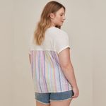 Torrid Cotton Modal Slub + Clip Dot Print Fabric Mixed Dolman Tee - 6X Photo 8