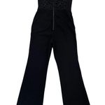 Rebecca Vallance Sophia Crepe 3D Lace Trim Strapless Jumpsuit Straight Leg Black Size 6 Photo 3