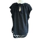 Lauren Conrad Black Lined Tie Bow Top Women's Blouse Size Large | 26 Photo 1