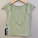 Free People NWT Girl Dangerous Rose Graphic Green Crop Top Fitted Tee Open Back Photo 2