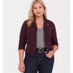 Torrid  4 Plus‎ Size Purple Herringbone Jacquard Knit Blazer Moto Jacket 4x 26 Photo 2