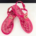 Coach Pink Jelly Sandals with Gold Horse and Carriage Logo 7 Photo 0