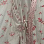Carole Hochman Mixed Floral Robe Wrap NEW White Pink Medium Cotton Pockets Photo 9