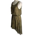 Leopard Print High Low Hem Mini Dress M Brown Sleeveless Elastic Waist Lined Size M Photo 2