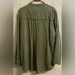 Anthropologie  Army Green Cotton Blend Shirt Jacket with Copper Sequins; size 14 Photo 6