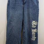 Ed Hardy Jeans Y2K Born Free Bird 90's womens Size 34 X 32 Baggy WIDE LEG Skater Photo 0