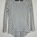 Xhilaration Womens S Gray Knit Sweater Lace Inset Lagenlook Raw Seams Semi-Sheer Photo 0