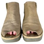 Fly London  Yahl Brown Tan Beige Leather Wedge Ankle Peep Toe Size 39 US 8/8.5 Photo 6