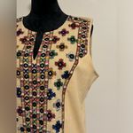 Soft Surroundings EUC  Cream Sleeveless Top with Floral Mirror size large Photo 2