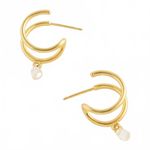 Madewell  Glass Bead Double Hoop Earrings Vintage Gold NWT Photo 1