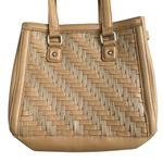 Longaberger Basket Woven Leather Shoulder Bag Stairstep Weave Caramel Photo 5