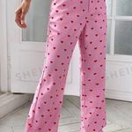 SheIn  Pink Heart Print Women's Pants Photo 0