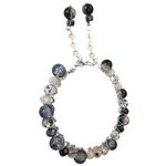 Hand Wired Bracelet with Stained Glass, Crystals and Painted Glass on Bangle Silver Photo 3