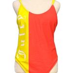 Juicy Couture Scoop Back Coral/Yellow Colorblock One Piece Strappy Swimsuit Photo 0