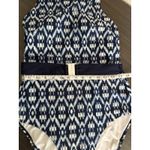 Old Navy  Women's‎ Blue Geo High Neck Cross Strap Belted Swim Suit Large Photo 2