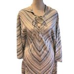 Chaser Women's XS Multicolor Striped Knit Poncho Top Hooded Lace-Up Photo 0