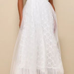 Lulus Ethereal Impression White Tulle Ruffled Bustier Dress Size Large NWT Photo 0