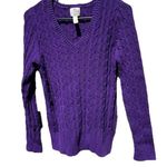 st. john's bay Women's Sz Large Cable Knit V-Neck Sweater Purple Orchid Casual Photo 0