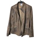 Chico's  Moto Jacket Womens‎ Size 4/6 Brown Distressed Faux Suede Lace-Up Cuffs Photo 5