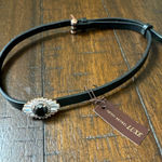 HENRI BENDEL BOLD CRYSTAL CHOKER ‎ COLLAR NECKLACE BLACK LEATHER NWT Photo 0