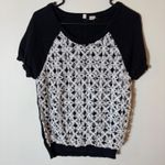 Moth Anthropologie Black Crochet Lace Overlay Short Sleeve Sweater size medium Photo 0