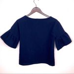 J.Crew  Ruffle Sleeve Shirt Navy Blue XXS Cotton Short Sleeve Photo 10