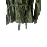 Hh_Hhh Women Size Large Made In Turkey Green Leather Double Breasted Belted Coat Photo 5