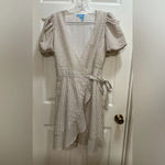 Draper James RSVP Seersucker Wrap Dress Puff Sleeve Ruffle Hem Preppy Small Photo 1