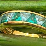 SUZANNE SOMERS 925 Gold Emerald Green Trilliant CZ Cubic Zirconia Ring Size 8 Photo 0