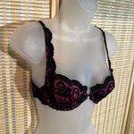 Victoria's Secret Vintage Gold Label 1990s Black Pink Underwire Lace Bra 34B? Photo 1