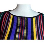 Vintage 70s Rainbow Striped Tunic Sweater Side Slits Short Sleeve Belted Size S? Photo 1