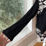 Vintage Mossimo Black White Cotton Gauze Embroidered Tassel Tie Front Top Jacket Photo 4