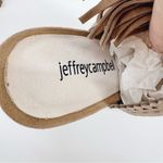 Jeffrey Campbell  Ottawa Taupe Suede Sandal Block‎ Heel Open Toe Bootie Tassel 9 Photo 4