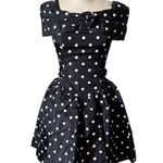 Vintage 90s Black & White Polka Dot Formal Party Dress Size Medium Photo 0