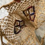 Handmade Vintage Y2K Boho Hemp Woven Mandala Pattern Rainbow Thread Crossbody Bag Photo 3