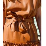 INCLAN STUDIO Millie Faux Leather Mini Dress Medium TAN BROWN Butterscotch NWOT Photo 1