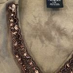 Y2K tie dye beaded detail ribbed 3/4 sleeve v neck shirt Green Size L Photo 2