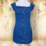 Guess  Y2K Stretch Denim Off Shoulder Button Front Dress Size L Photo 3