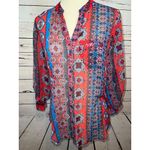 Kut From The Kloth NWT Kut from the Kloth Blouse Small KFTK Button front shirt Boho Paisley Sheer Photo 11
