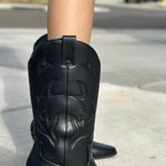 Soda Black Stitched Cowboy Boots Photo 2