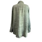 Sigrid Olsen 100% Linen Shirt Size L Green Button Up Coastal Grandma Chic Photo 1