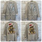 Vintage Handmade One Of A Kind Christmas Womens XXL Coat Hand Painted Wool Teddy Gray Size 2X Photo 2