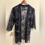 Maya Brooke Lace Duster Cardigan Navy blue Women’s size 14P‎ elegant new Photo 8