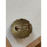 Vintage Victorian Style Ornate blk velvet center Brass Brooch Pin With Filigree Black Photo 6