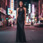 Vintage Zum Zum 90s Y2K Whimsigoth Satin Maxi Dress Size 9/10 Prom Dark Feminine Black Photo 1