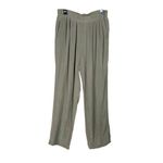 Carol Little Silk Pants Size 12 Olive Green Relaxed Fit Straight Leg Pockets Photo 4