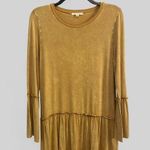 Tea N Rose  long line mustard yellow ruffle tunic top size Medium bohemian flirty Photo 0